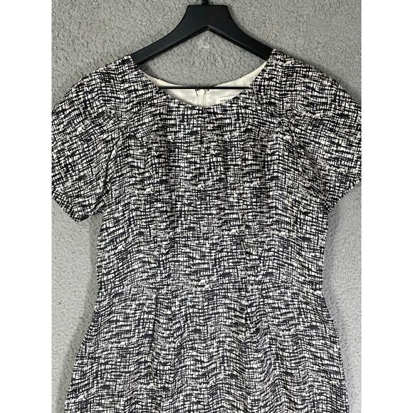 Banana Republic Petite 10P Black White 100% Silk‎ Dress Lined Abstract Print - Picture 2 of 9